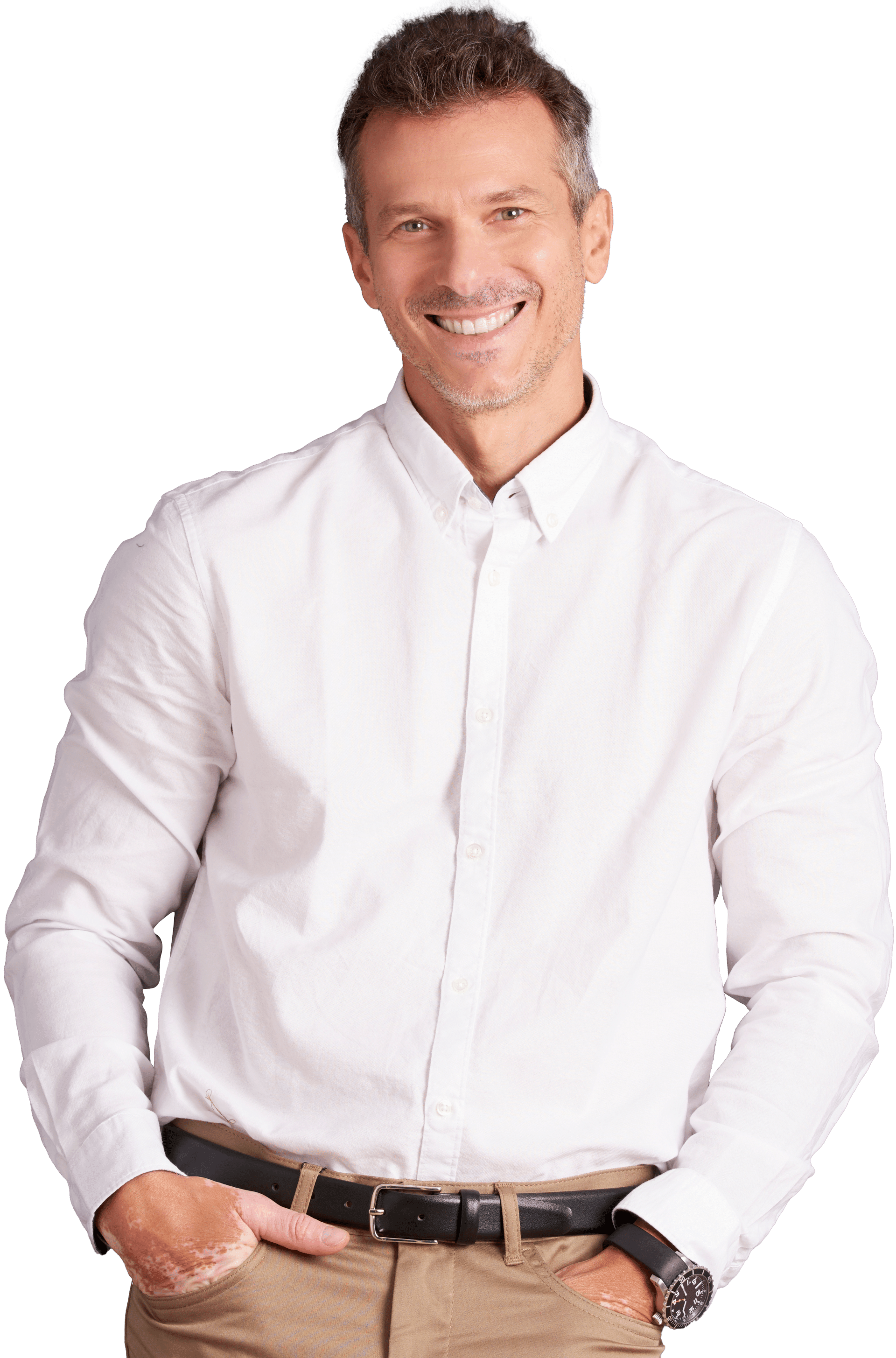 middle aged man dressed business casual featured for a portrait headshot