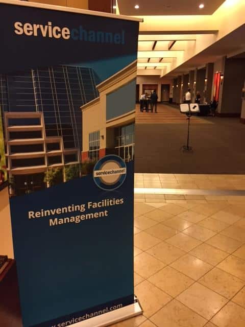 servicechannel reinventing facilities management banner at event hall