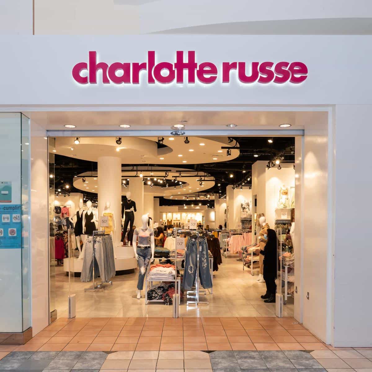 charlotte russe storefront within a mall