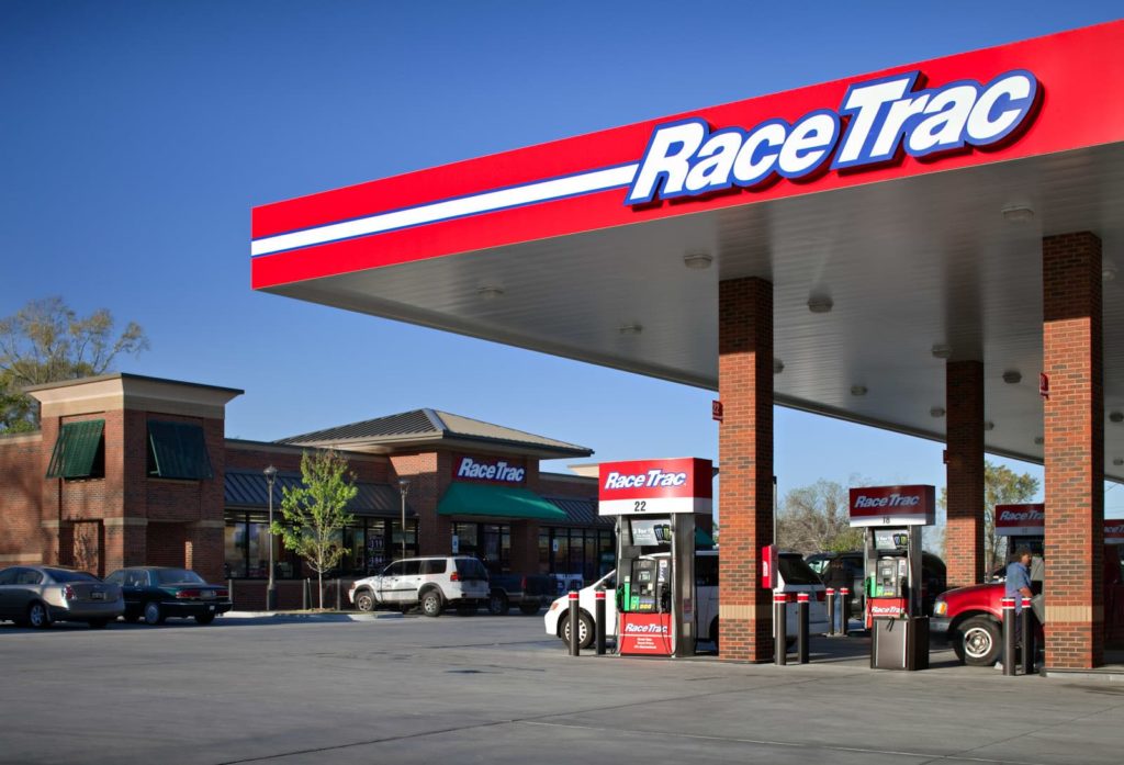 race trac convenience store and gas station exterior